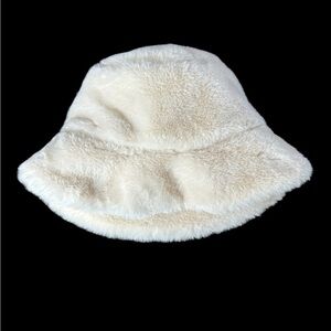 Faux Fur Reversible Cream and Black Bucket Hat
